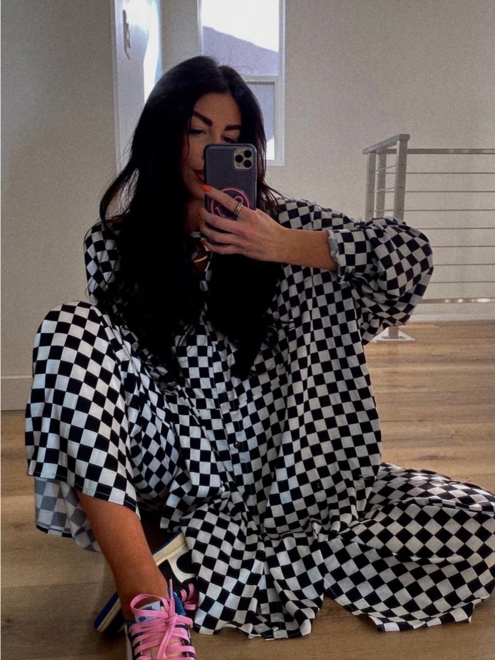 Lala Satin Playsuit in Checkerboard, size small, only worn ONCE!